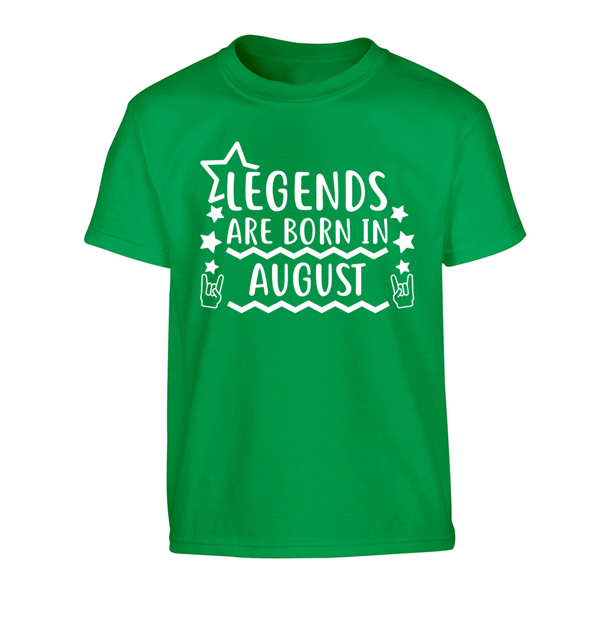 Legends are born in August Children's green Tshirt 12-13 Years