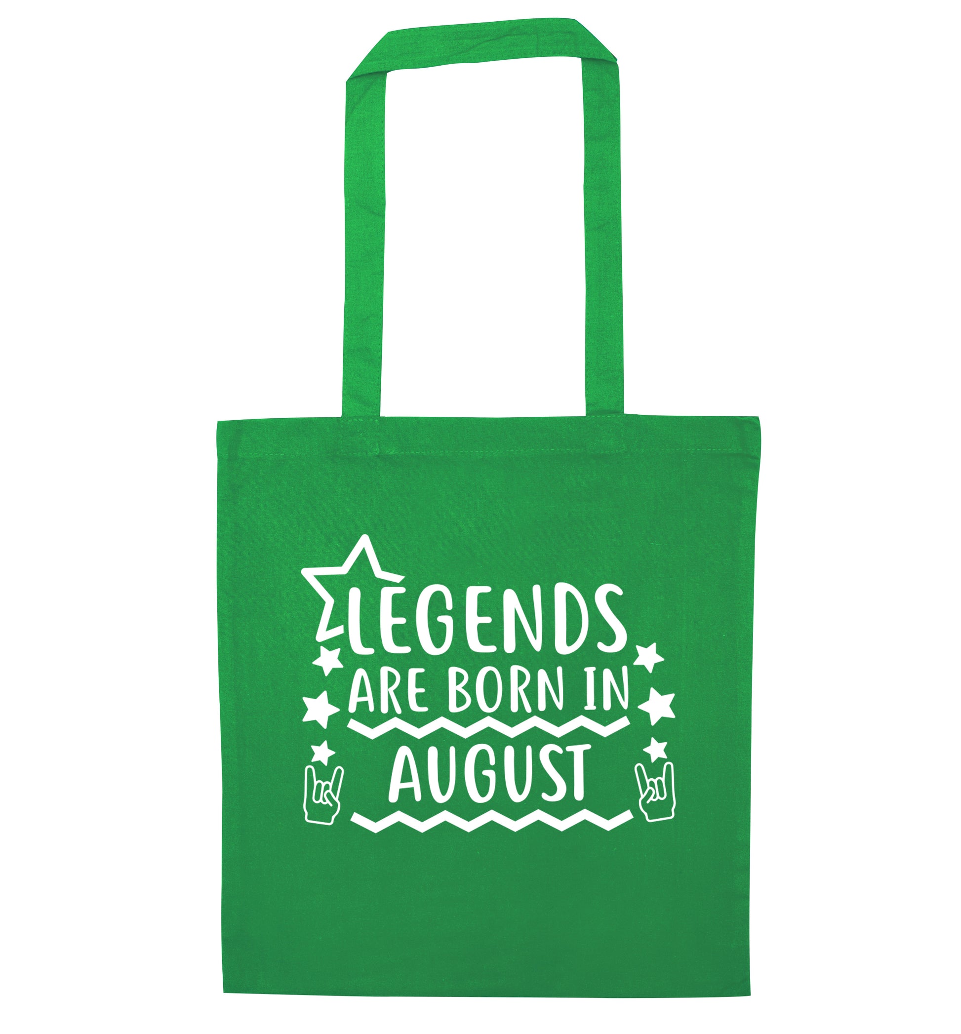 Legends are born in August green tote bag