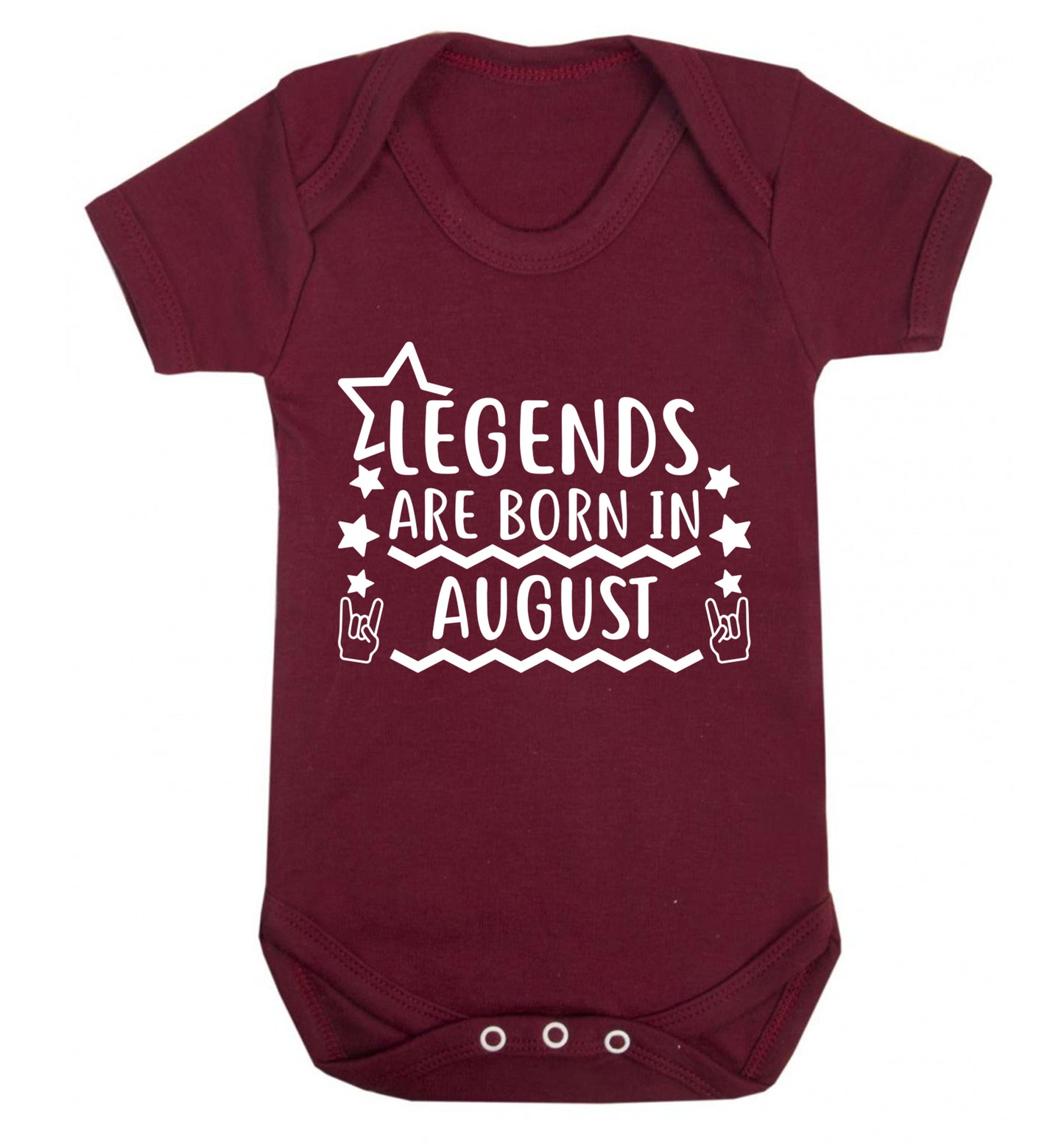 Legends are born in August Baby Vest maroon 18-24 months