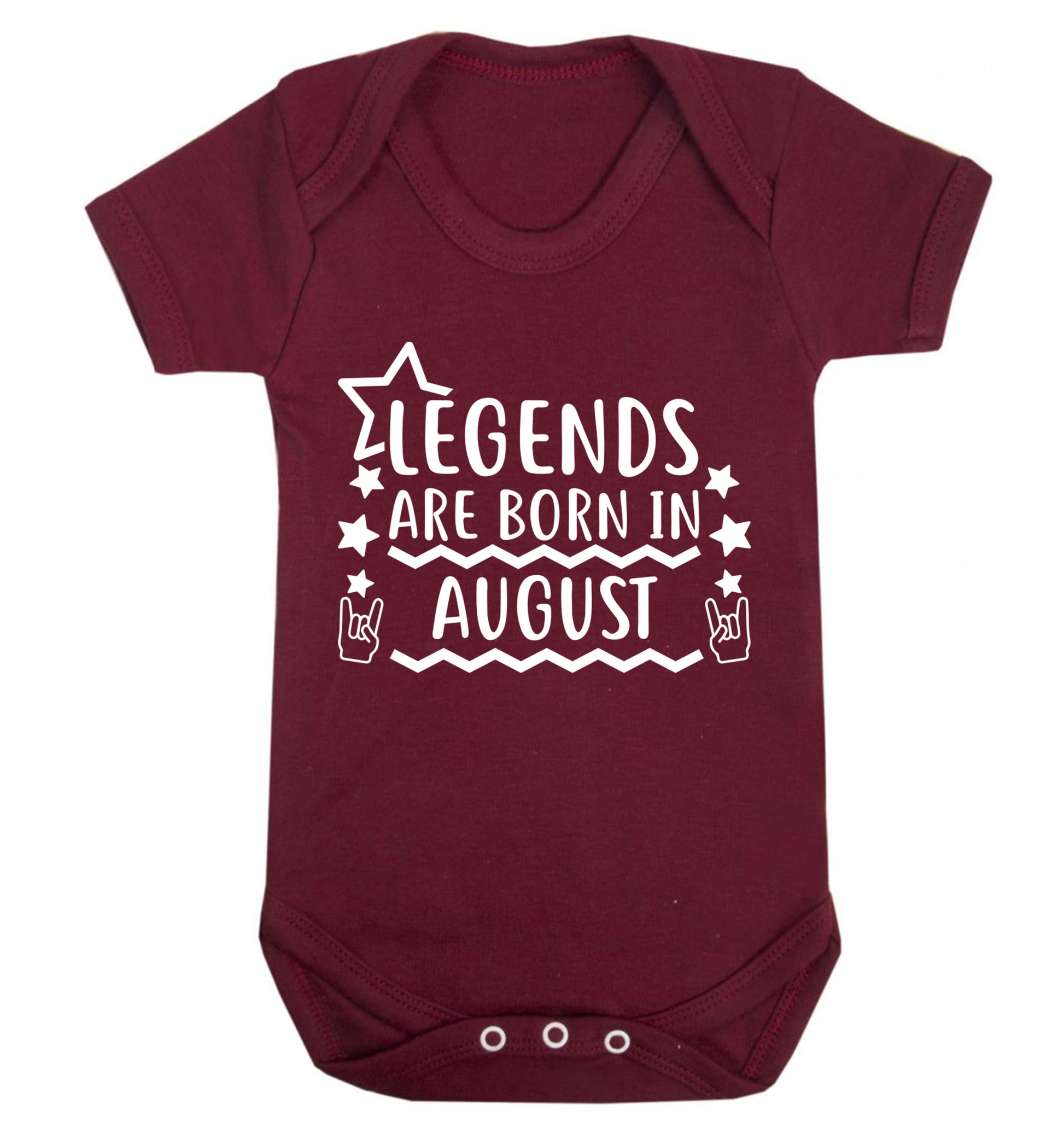 Legends are born in August Baby Vest maroon 18-24 months