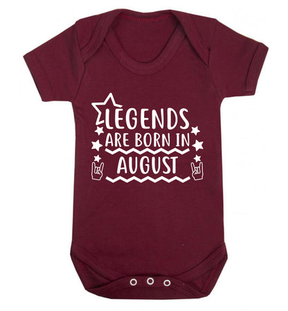 Legends are born in August Baby Vest maroon 18-24 months
