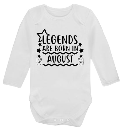 Legends are born in August Baby Vest long sleeved white 6-12 months