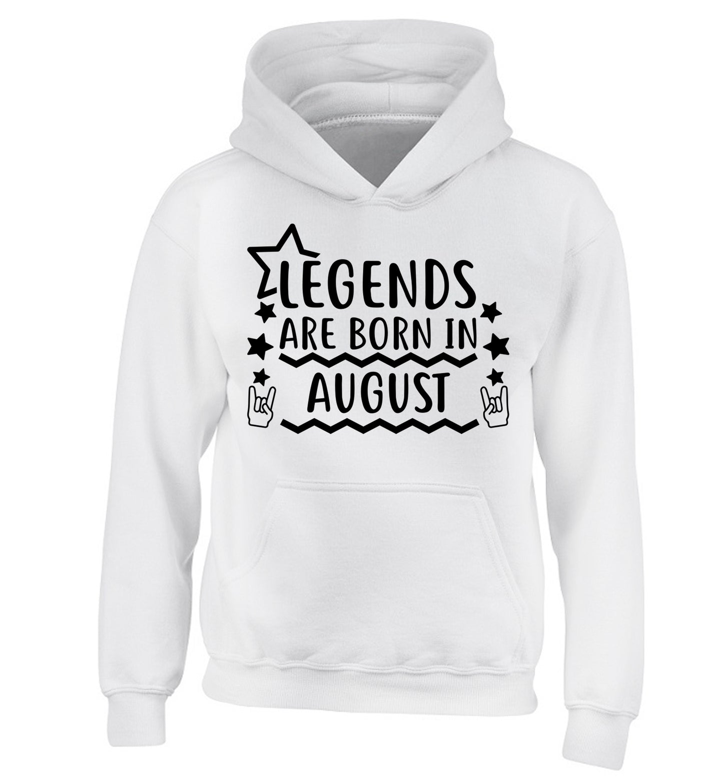 Legends are born in August children's white hoodie 12-13 Years