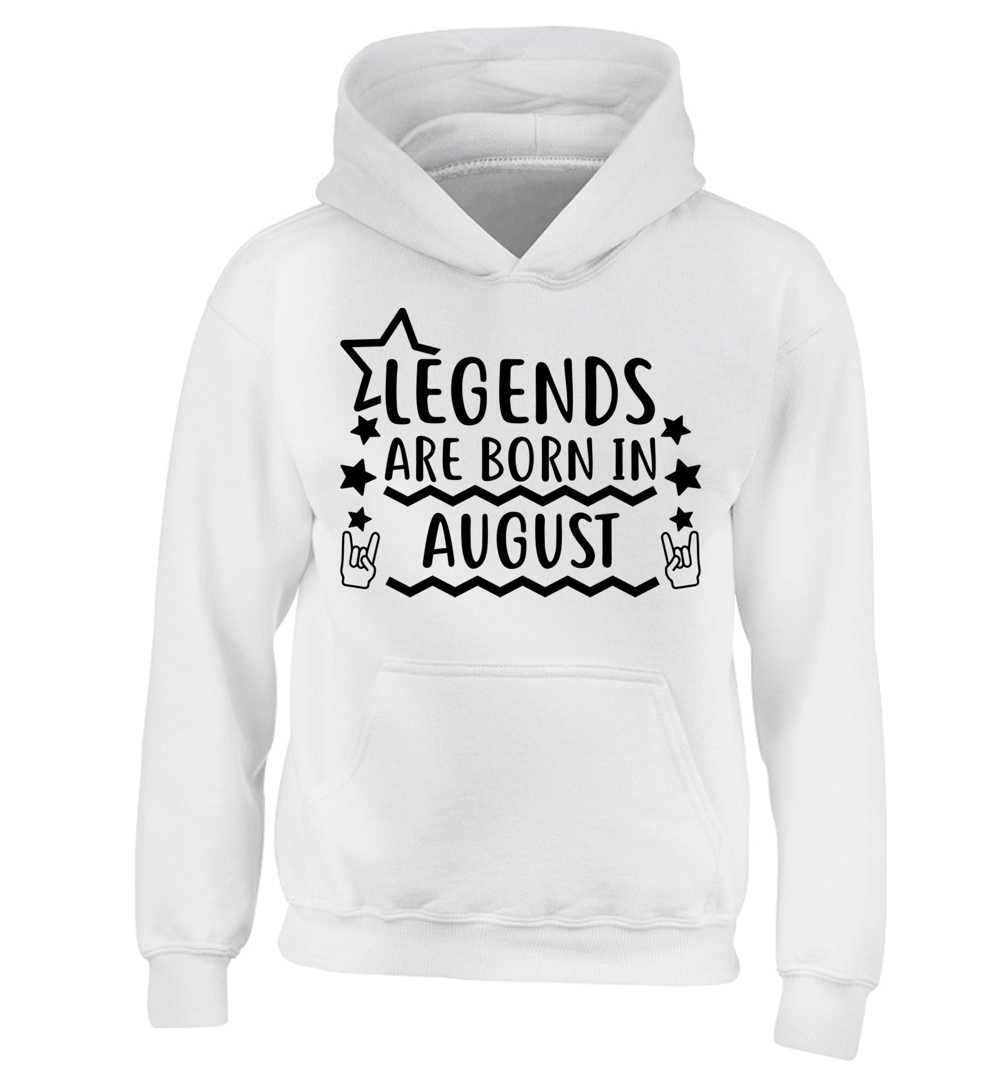 Legends are born in August children's white hoodie 12-13 Years