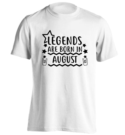 Legends are born in August adults unisex white Tshirt 2XL