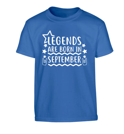 Legends are born in September Children's blue Tshirt 12-13 Years