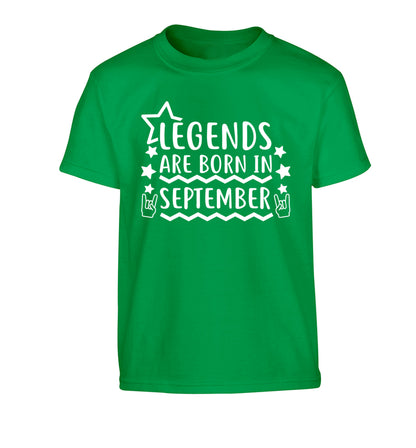 Legends are born in September Children's green Tshirt 12-13 Years