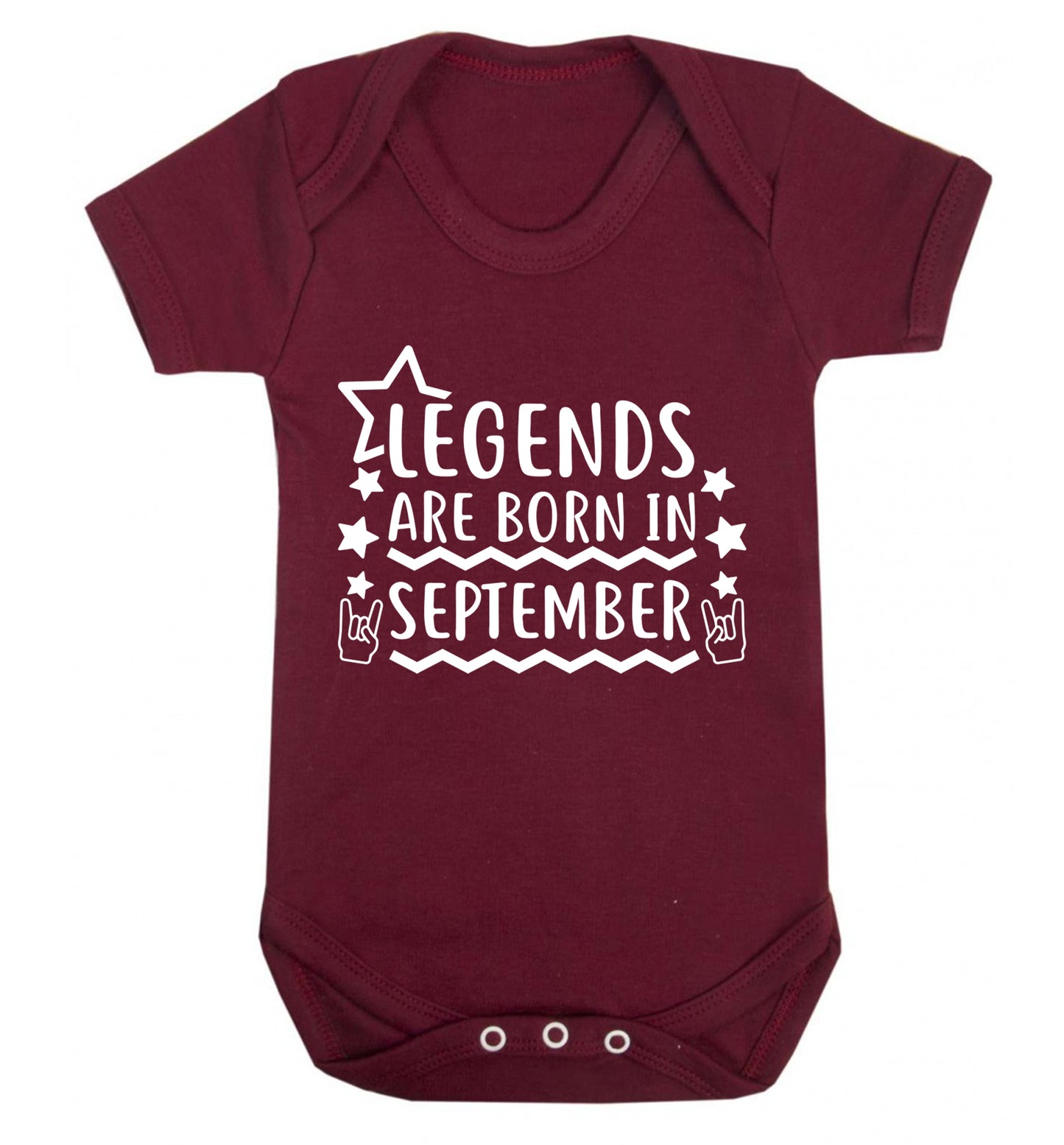 Legends are born in September Baby Vest maroon 18-24 months