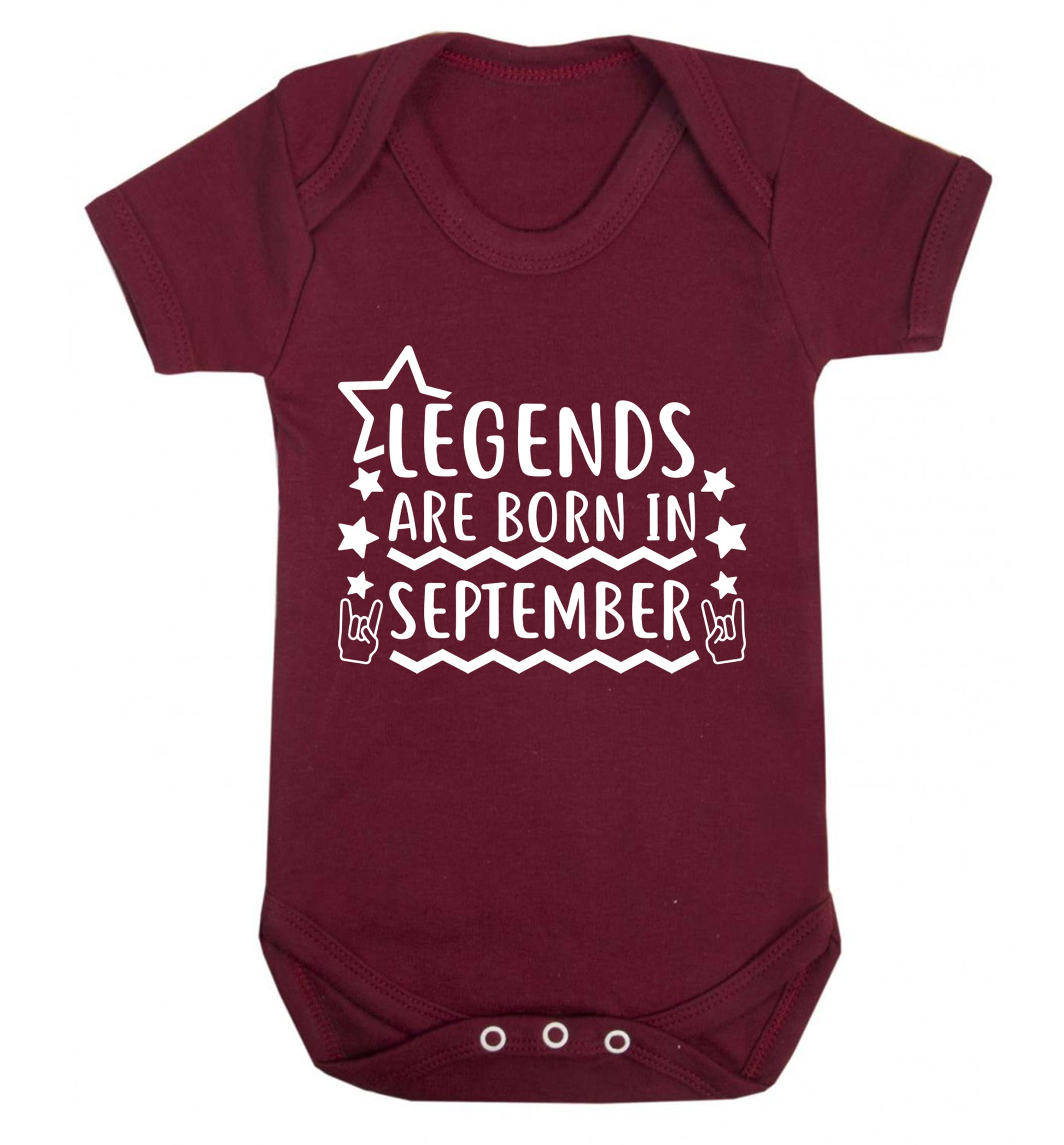 Legends are born in September Baby Vest maroon 18-24 months