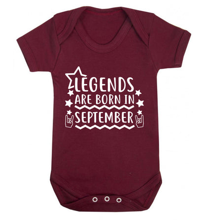 Legends are born in September Baby Vest maroon 18-24 months