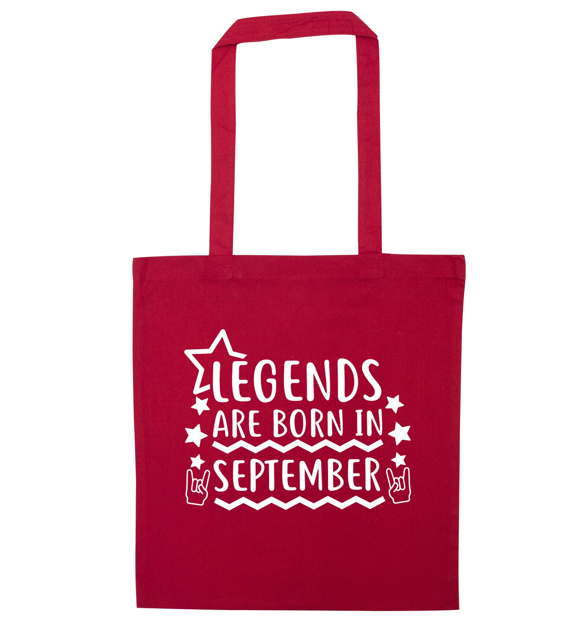 Legends are born in September red tote bag