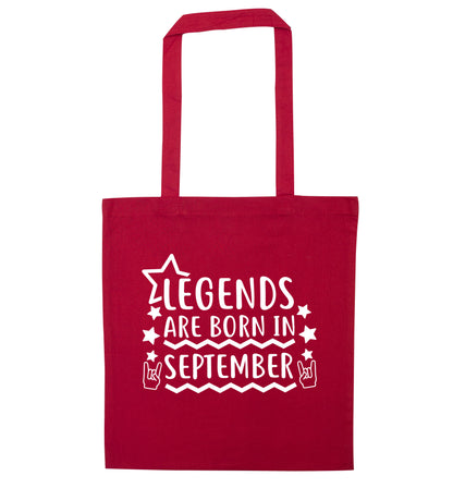 Legends are born in September red tote bag