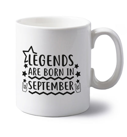 Legends are born in September left handed white ceramic mug 
