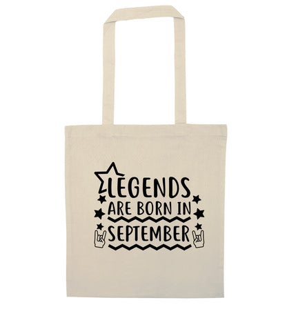 Legends are born in September natural tote bag