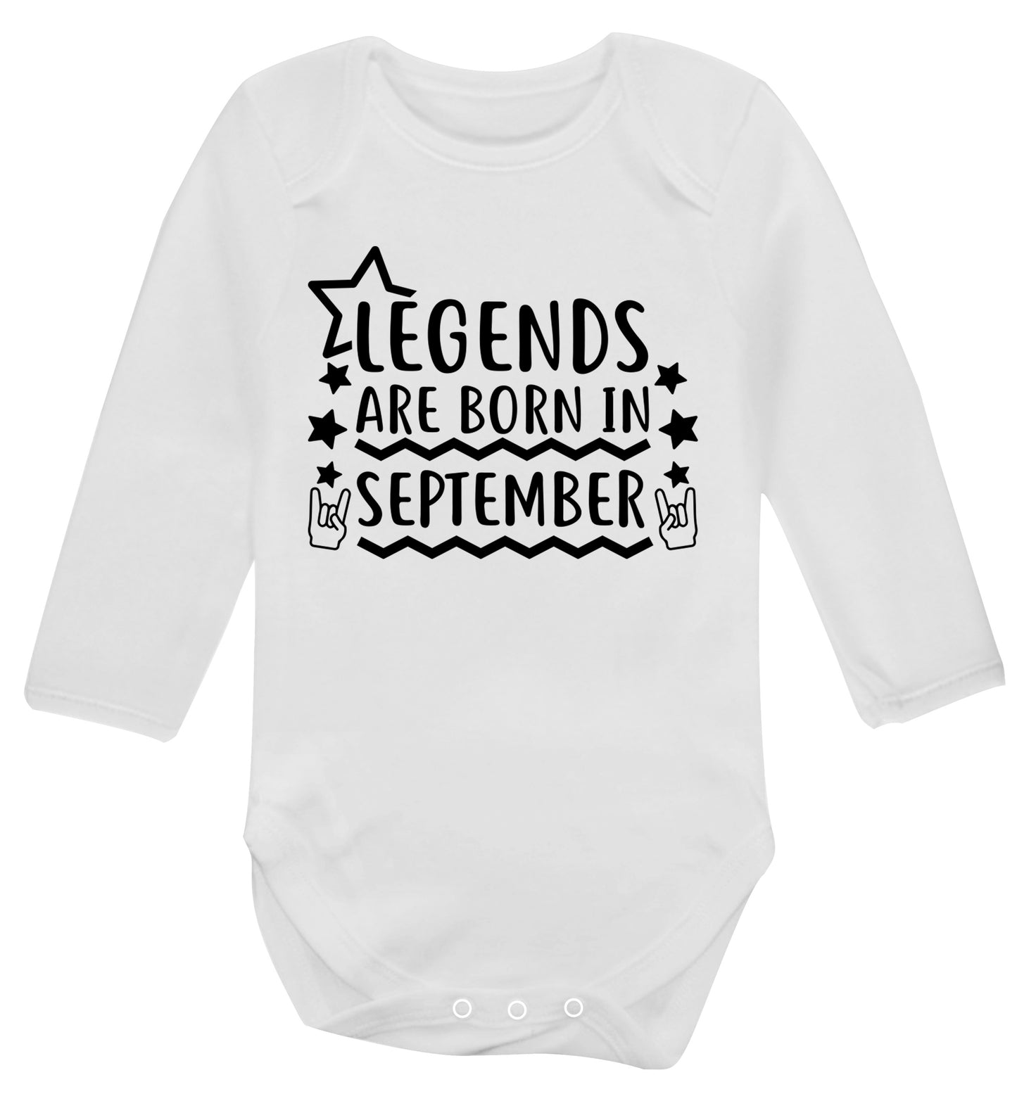 Legends are born in September Baby Vest long sleeved white 6-12 months