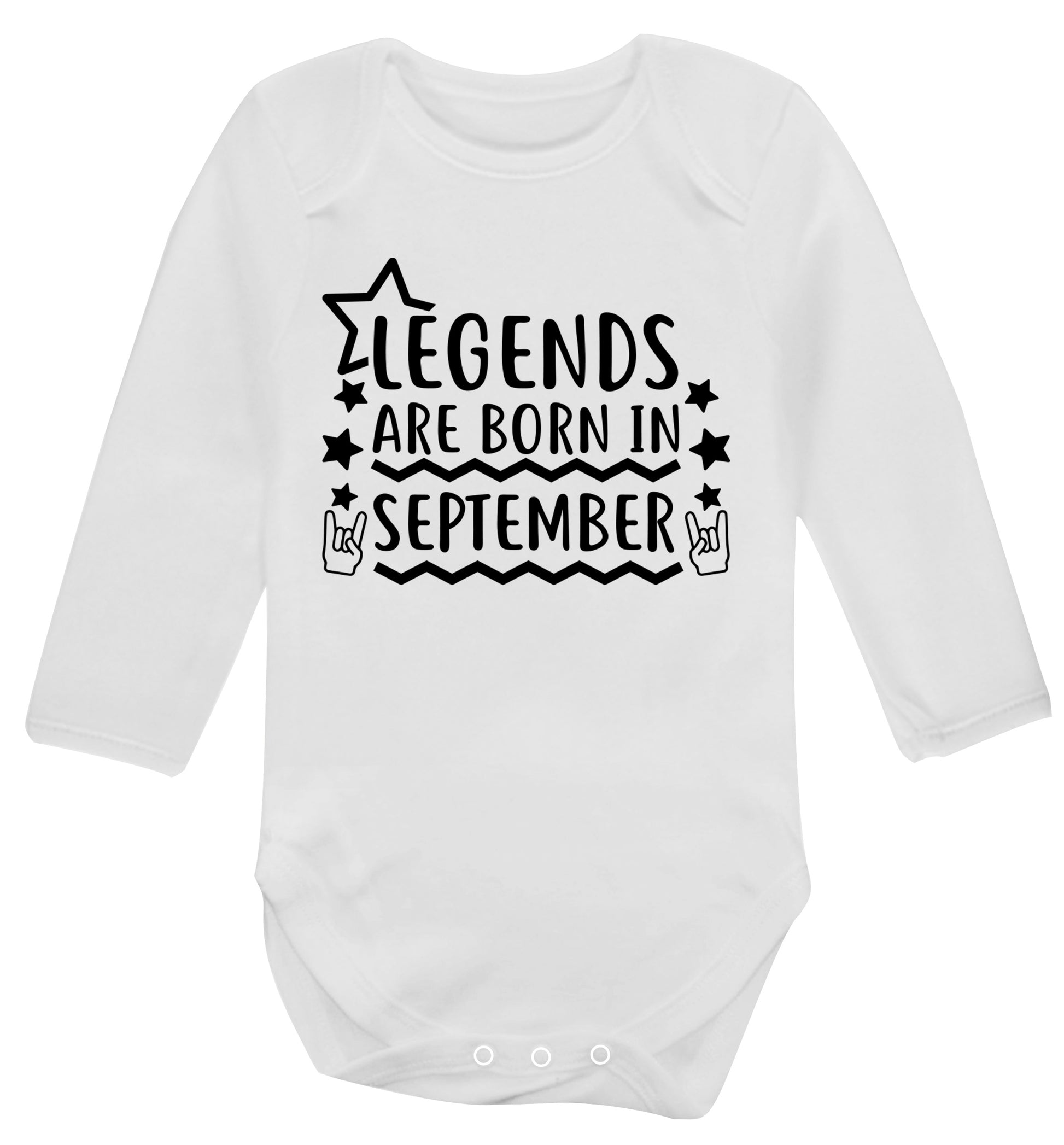 Legends are born in September Baby Vest long sleeved white 6-12 months