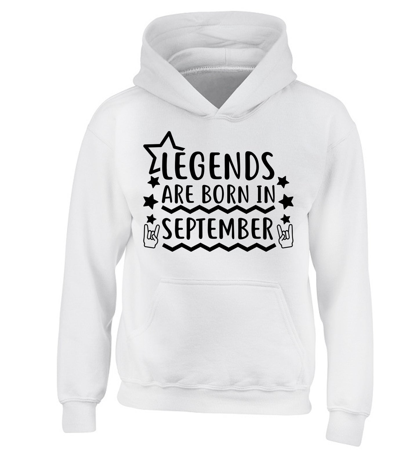 Legends are born in September children's white hoodie 12-13 Years