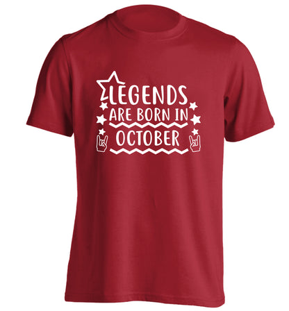 Legends are born in October adults unisex red Tshirt 2XL