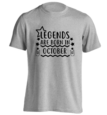 Legends are born in October adults unisex grey Tshirt 2XL