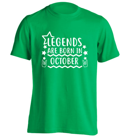 Legends are born in October adults unisex green Tshirt 2XL