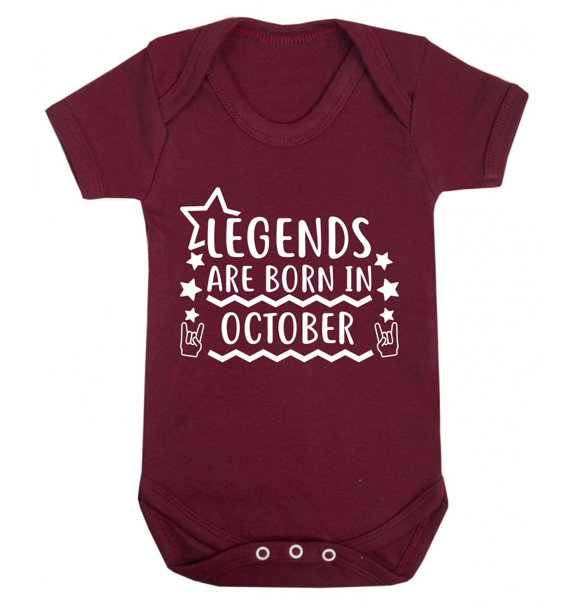 Legends are born in October Baby Vest maroon 18-24 months