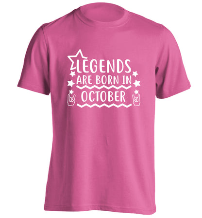 Legends are born in October adults unisex pink Tshirt 2XL