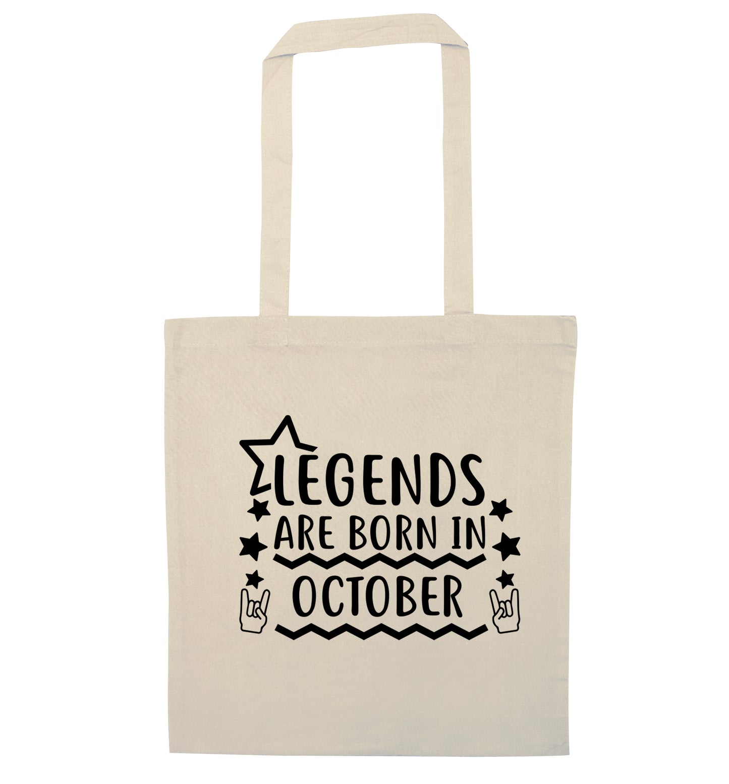 Legends are born in October natural tote bag