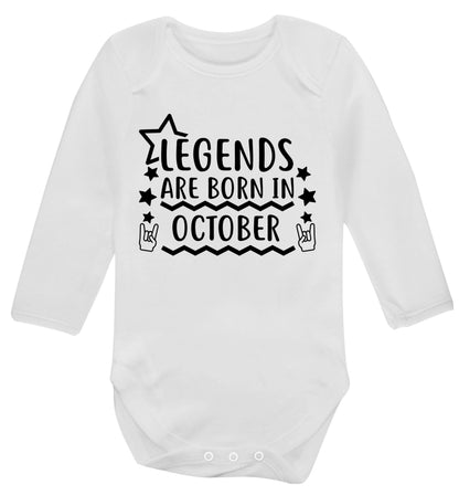 Legends are born in October Baby Vest long sleeved white 6-12 months