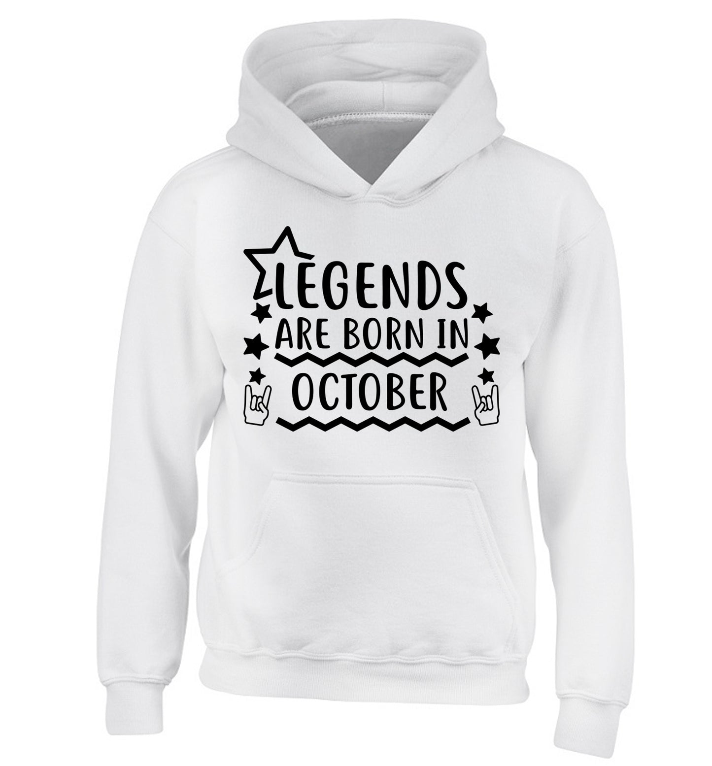 Legends are born in October children's white hoodie 12-13 Years
