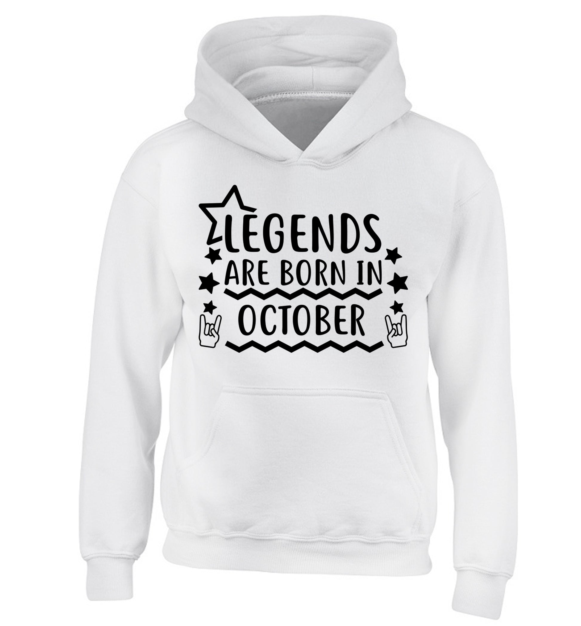 Legends are born in October children's white hoodie 12-13 Years