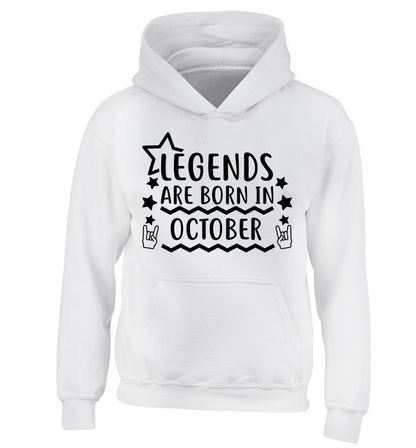 Legends are born in October children's white hoodie 12-13 Years