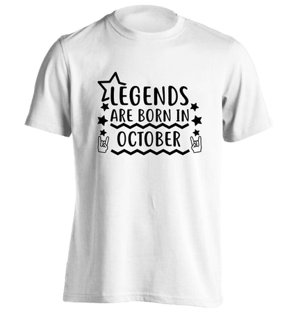 Legends are born in October adults unisex white Tshirt 2XL