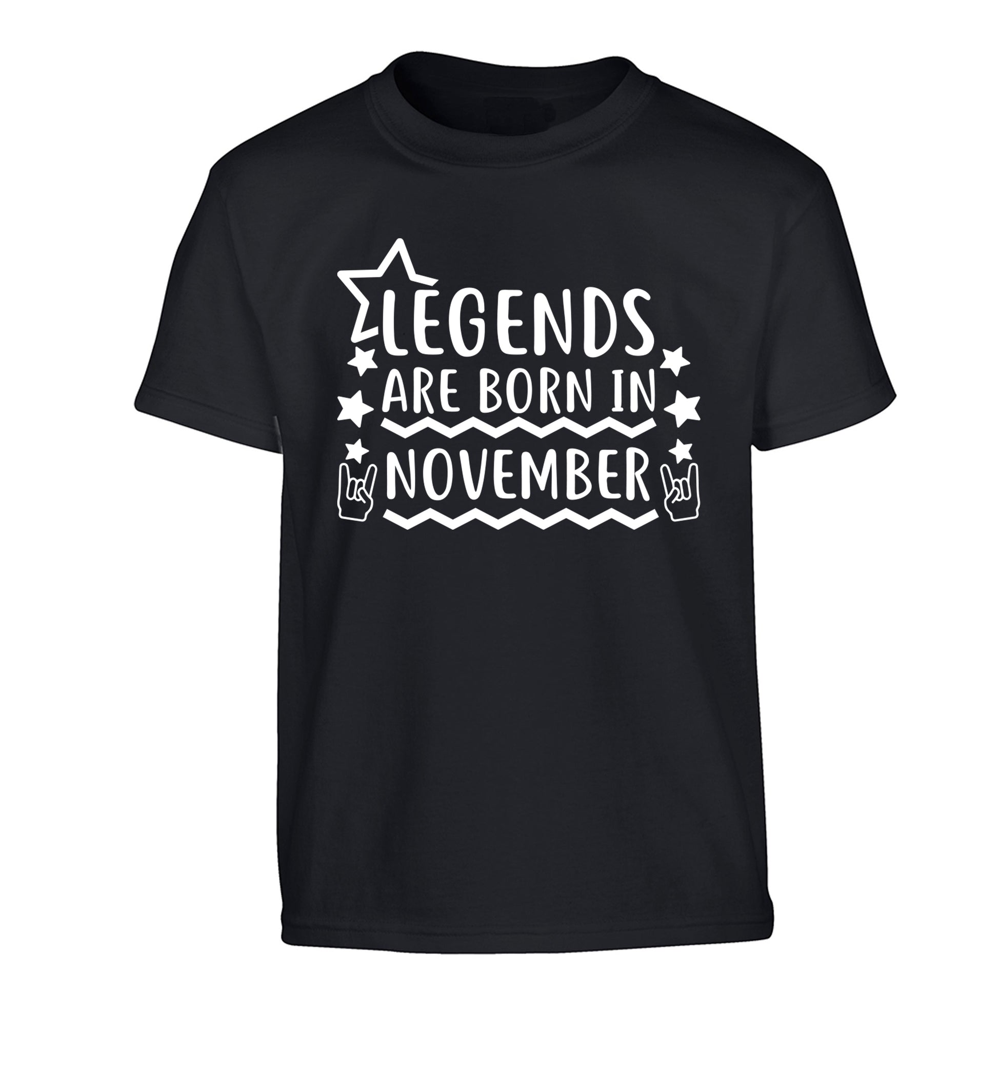Legends are born in November Children's black Tshirt 12-13 Years