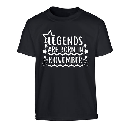 Legends are born in November Children's black Tshirt 12-13 Years