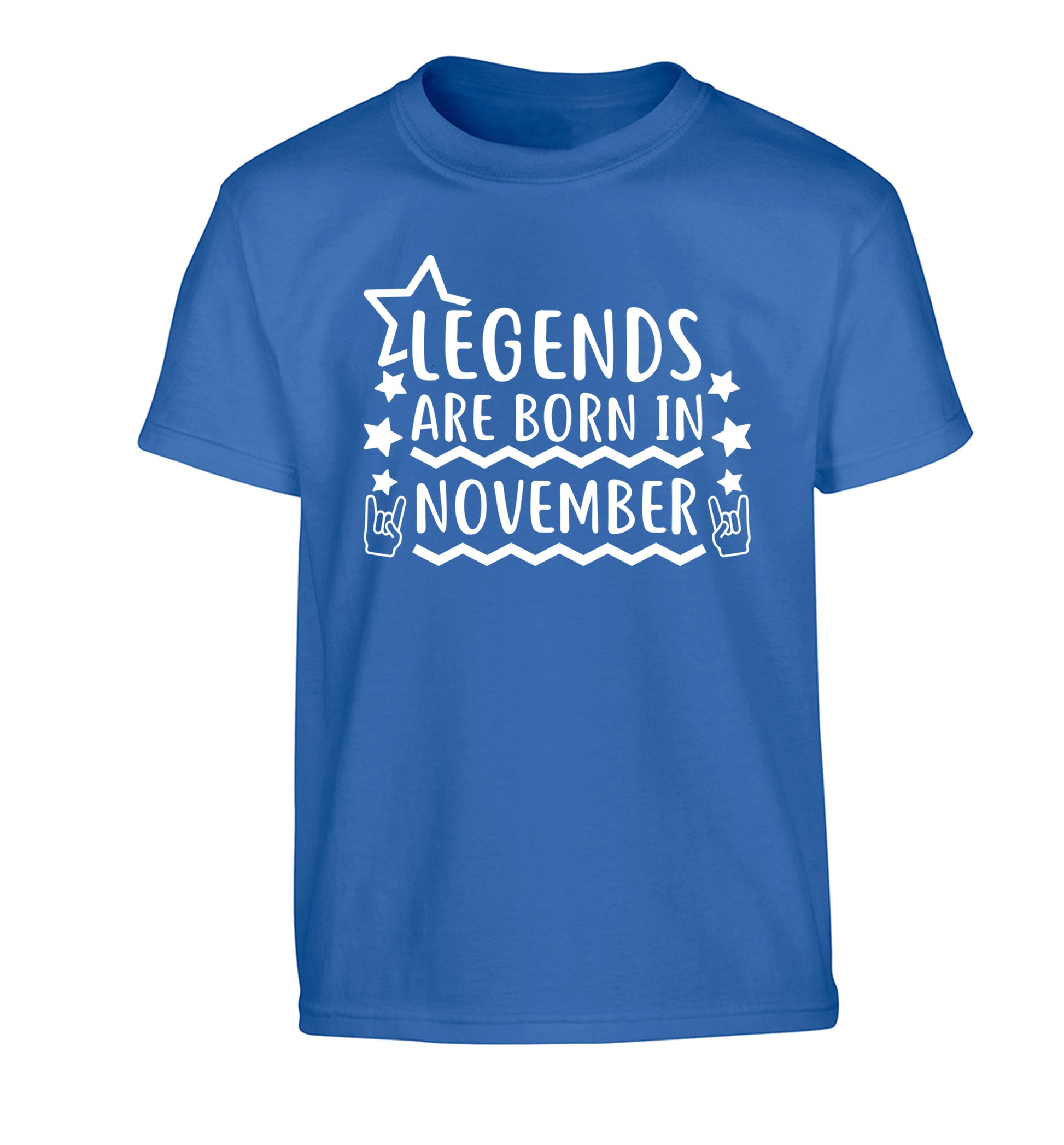 Legends are born in November Children's blue Tshirt 12-13 Years
