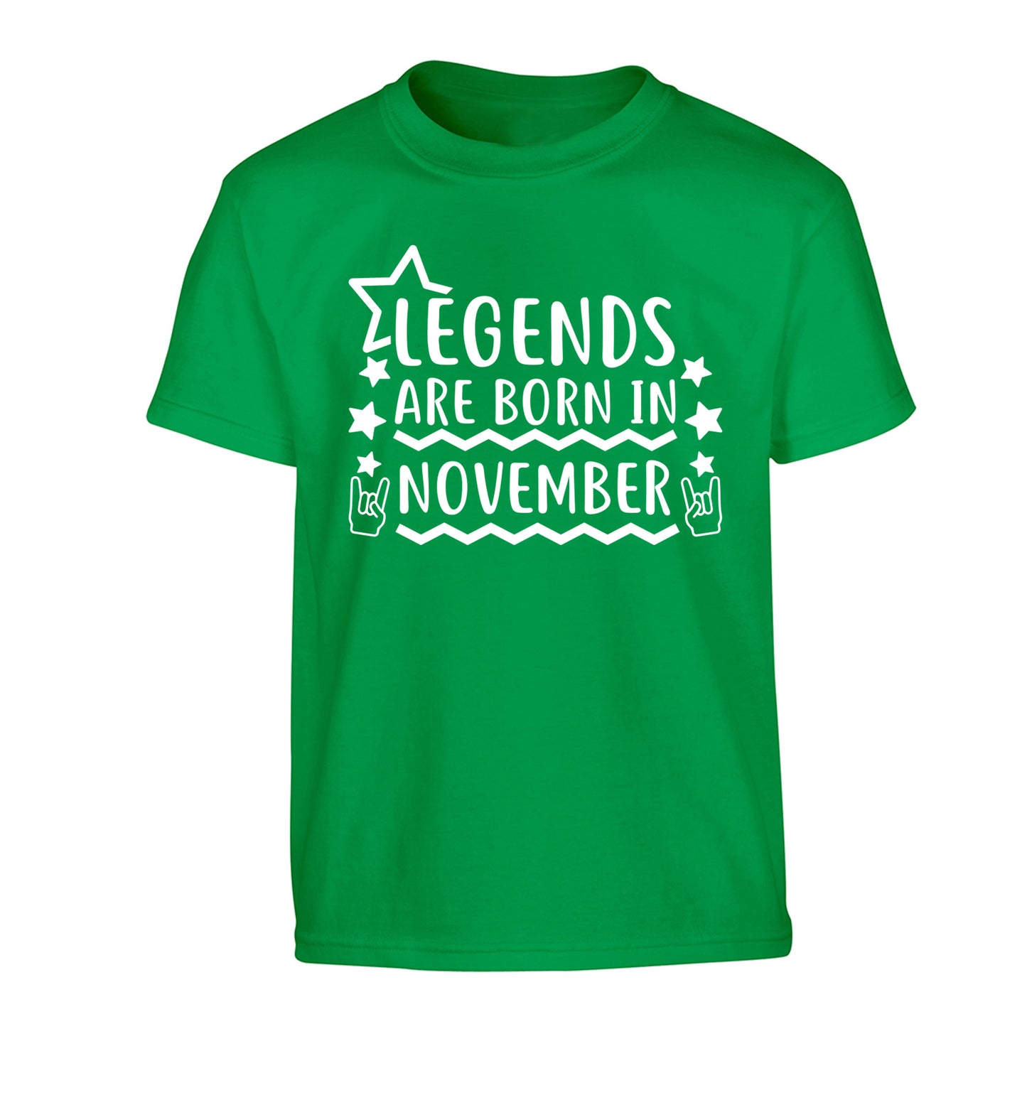 Legends are born in November Children's green Tshirt 12-13 Years