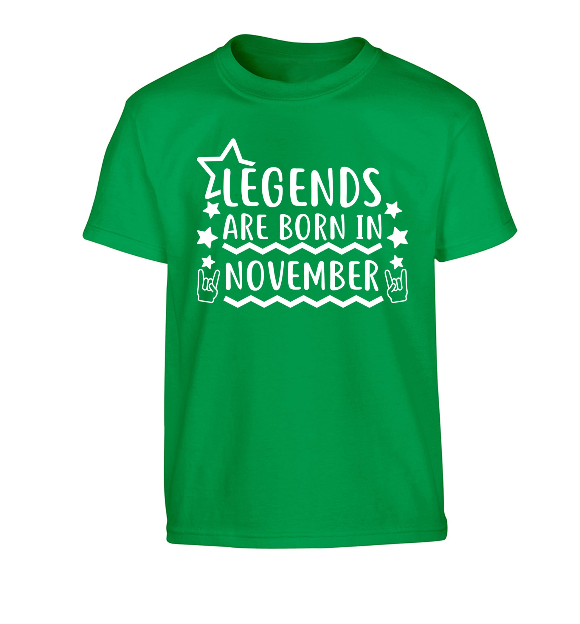Legends are born in November Children's green Tshirt 12-13 Years