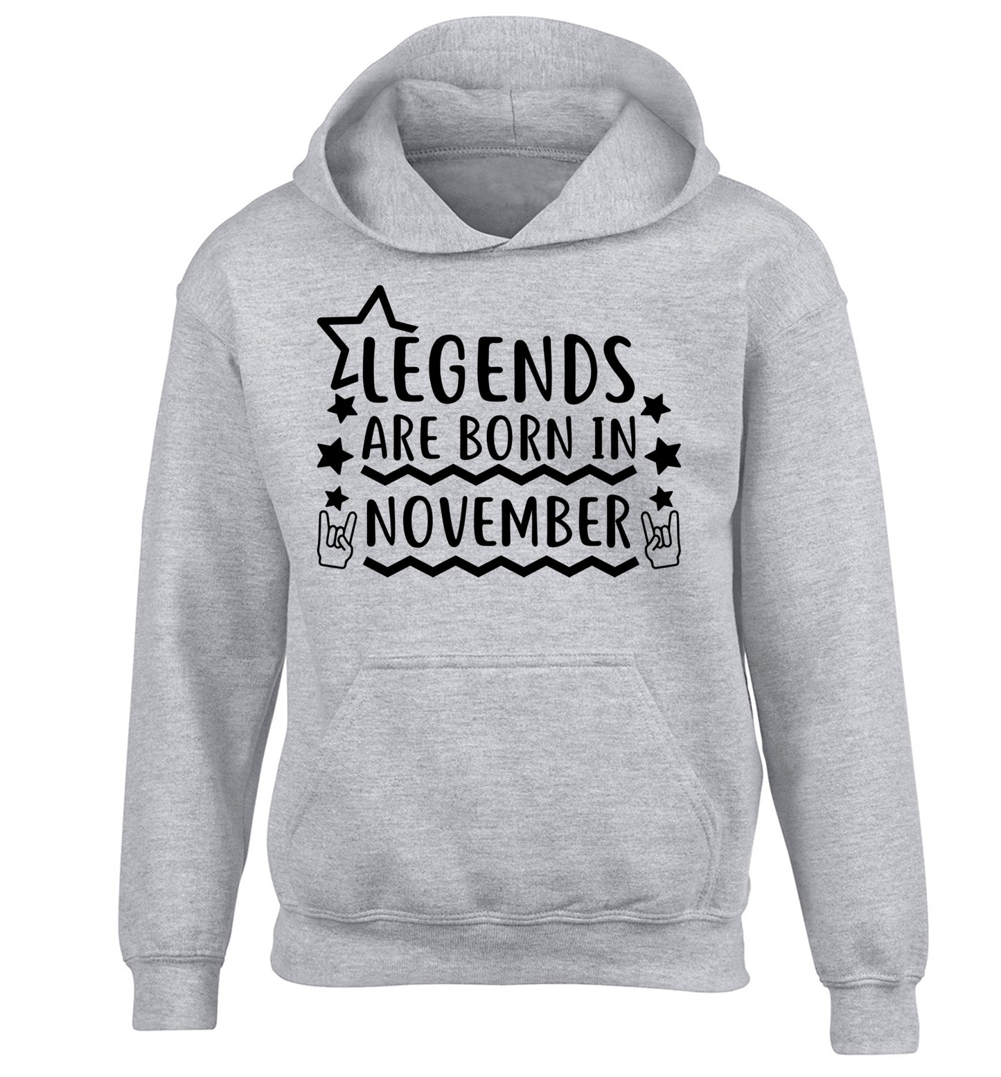 Legends are born in November children's grey hoodie 12-13 Years