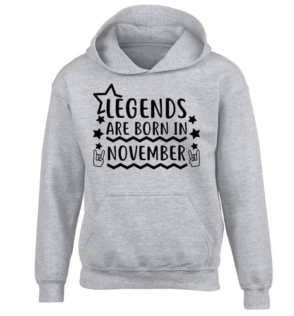 Legends are born in November children's grey hoodie 12-13 Years
