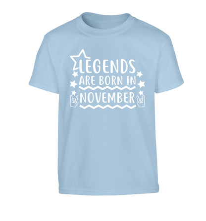 Legends are born in November Children's light blue Tshirt 12-13 Years