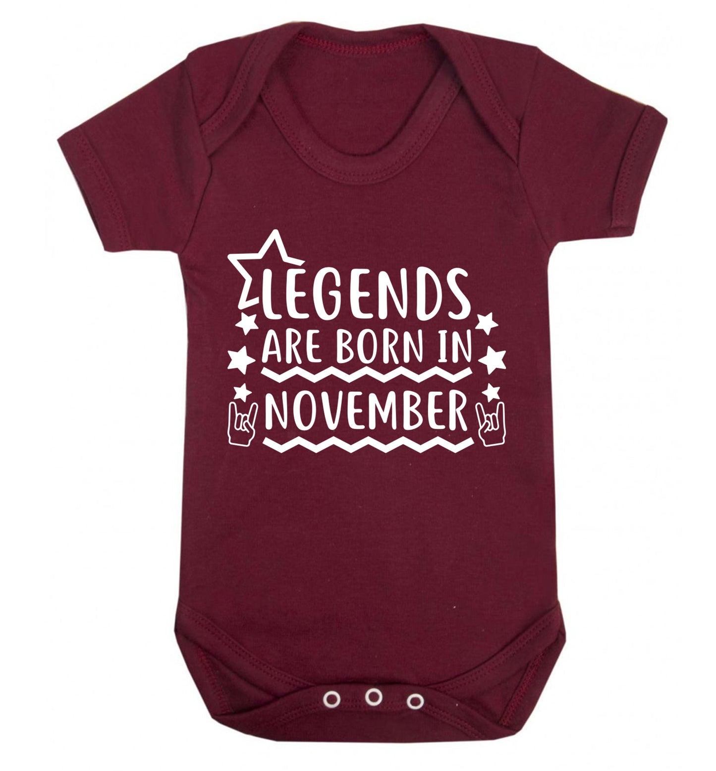 Legends are born in November Baby Vest maroon 18-24 months