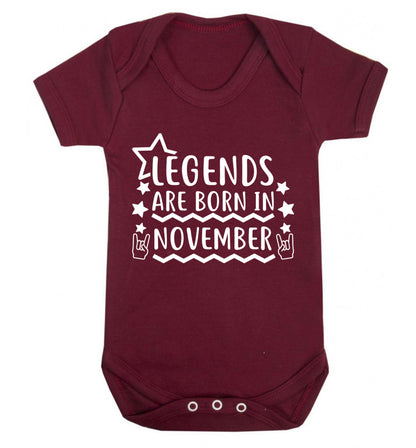 Legends are born in November Baby Vest maroon 18-24 months