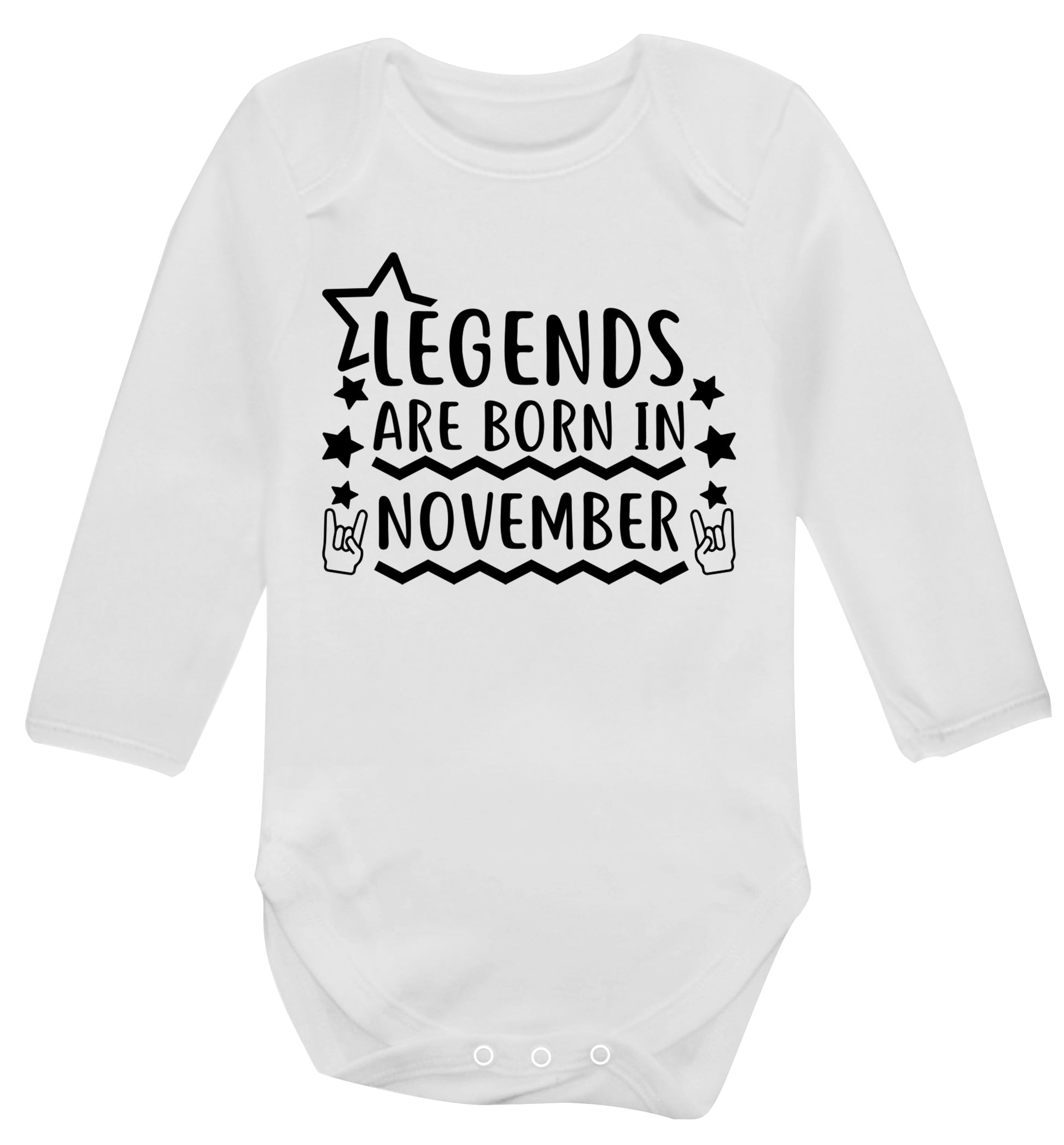 Legends are born in November Baby Vest long sleeved white 6-12 months