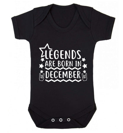 Legends are born in December Baby Vest black 18-24 months