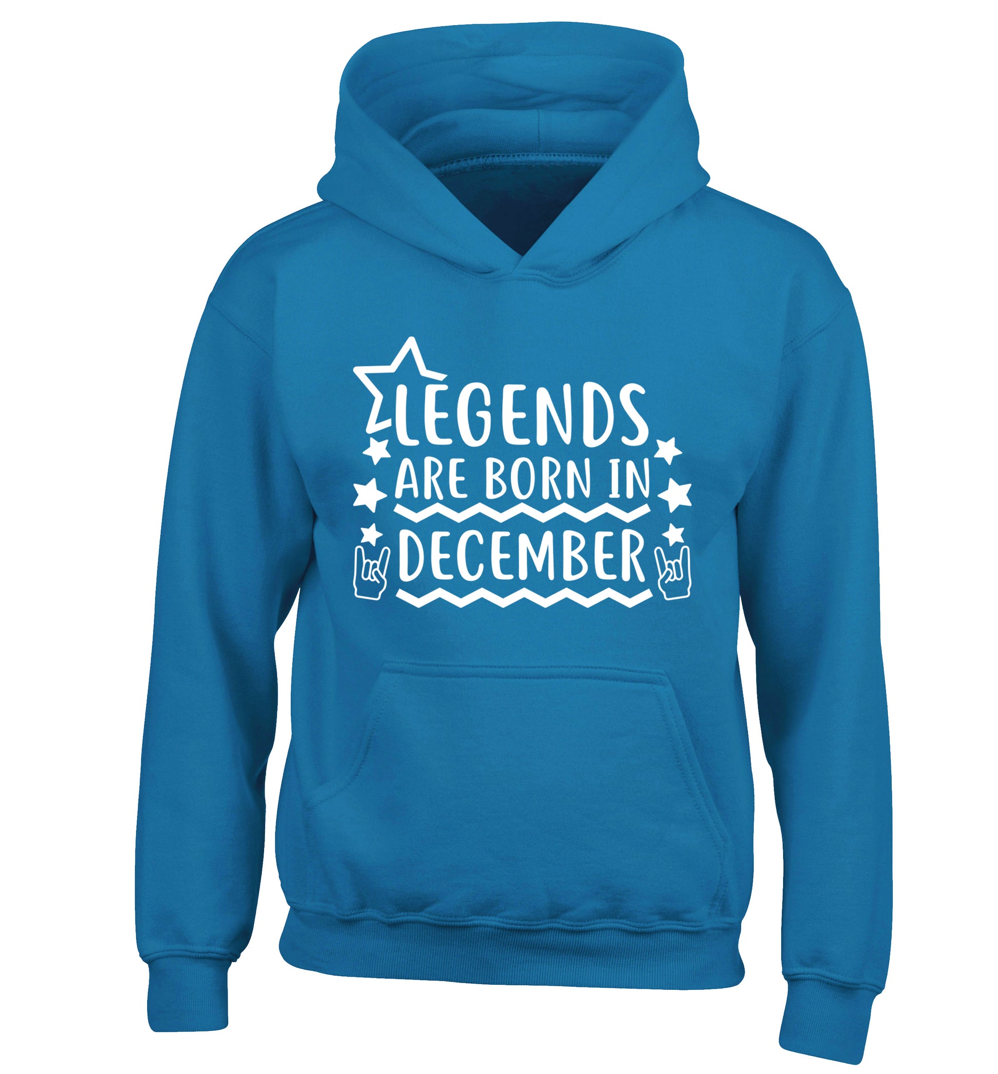 Legends are born in December children's blue hoodie 12-13 Years