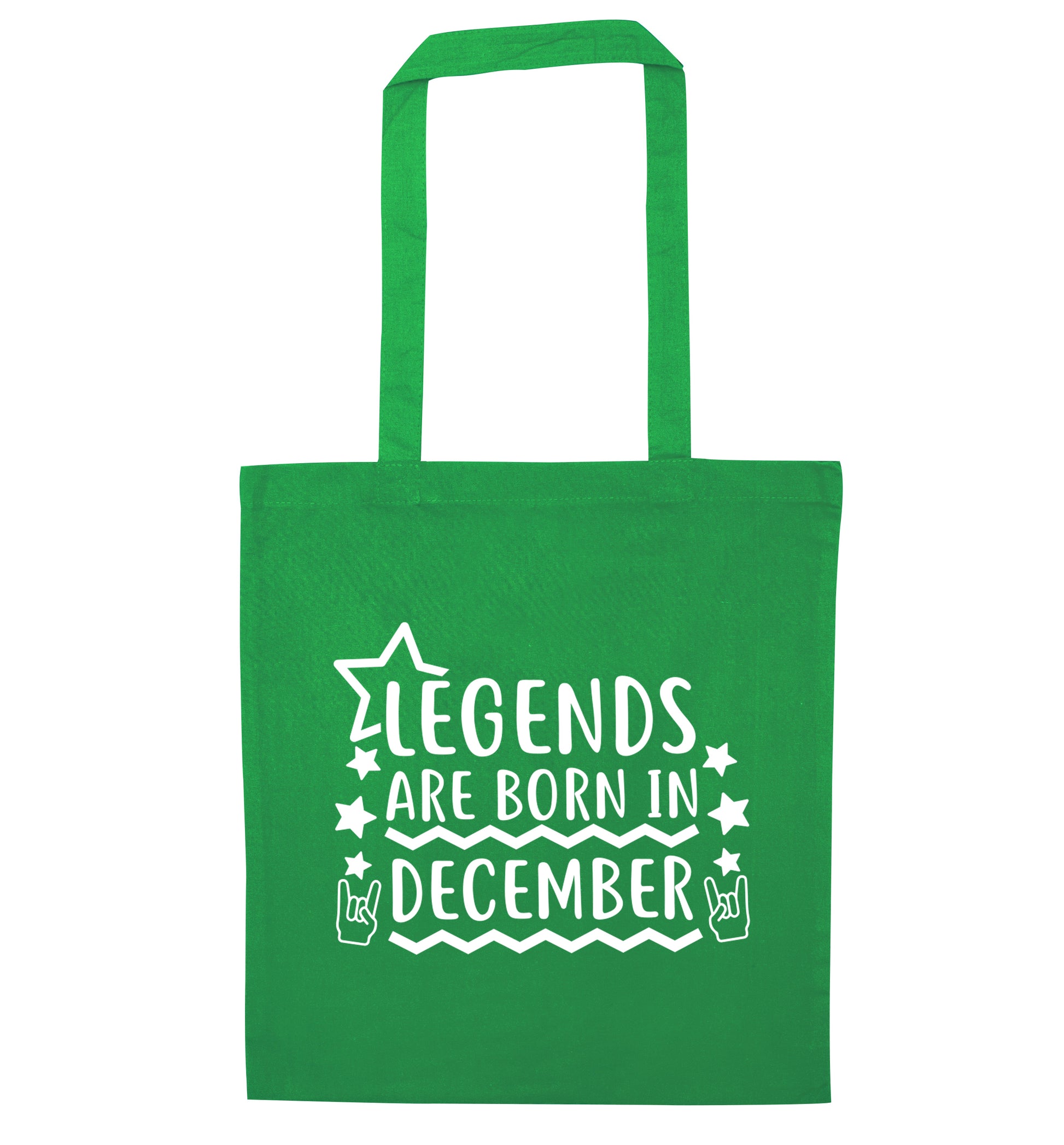 Legends are born in December green tote bag