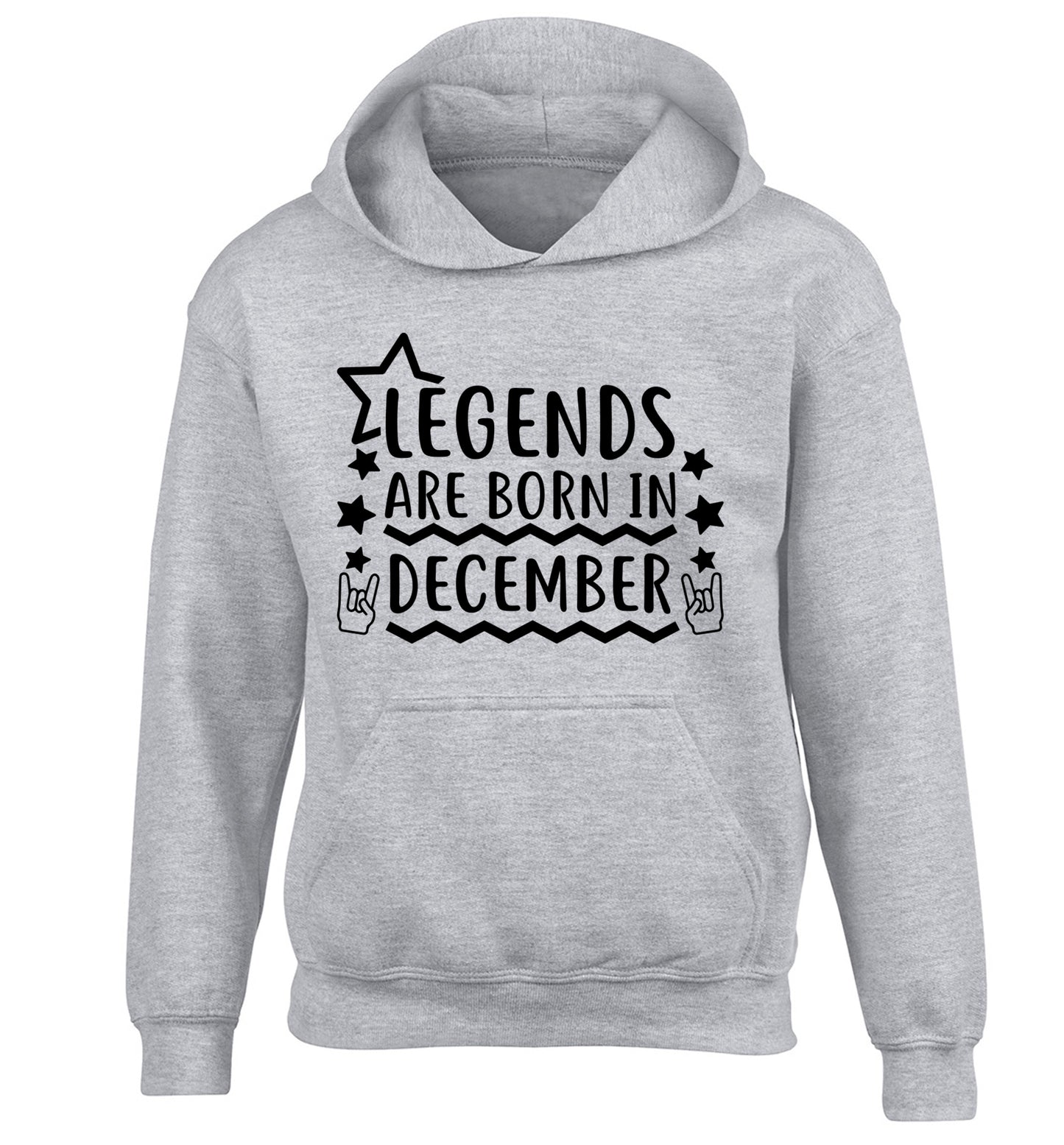 Legends are born in December children's grey hoodie 12-13 Years