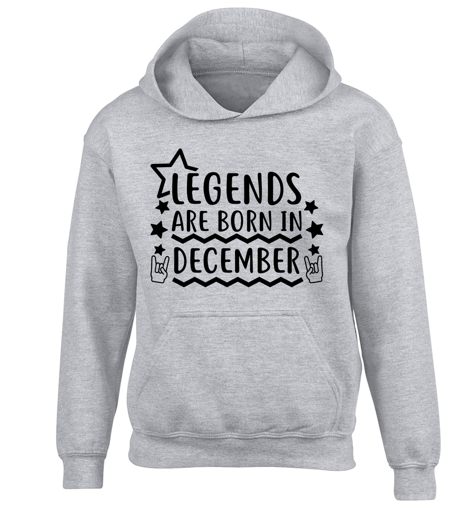 Legends are born in December children's grey hoodie 12-13 Years
