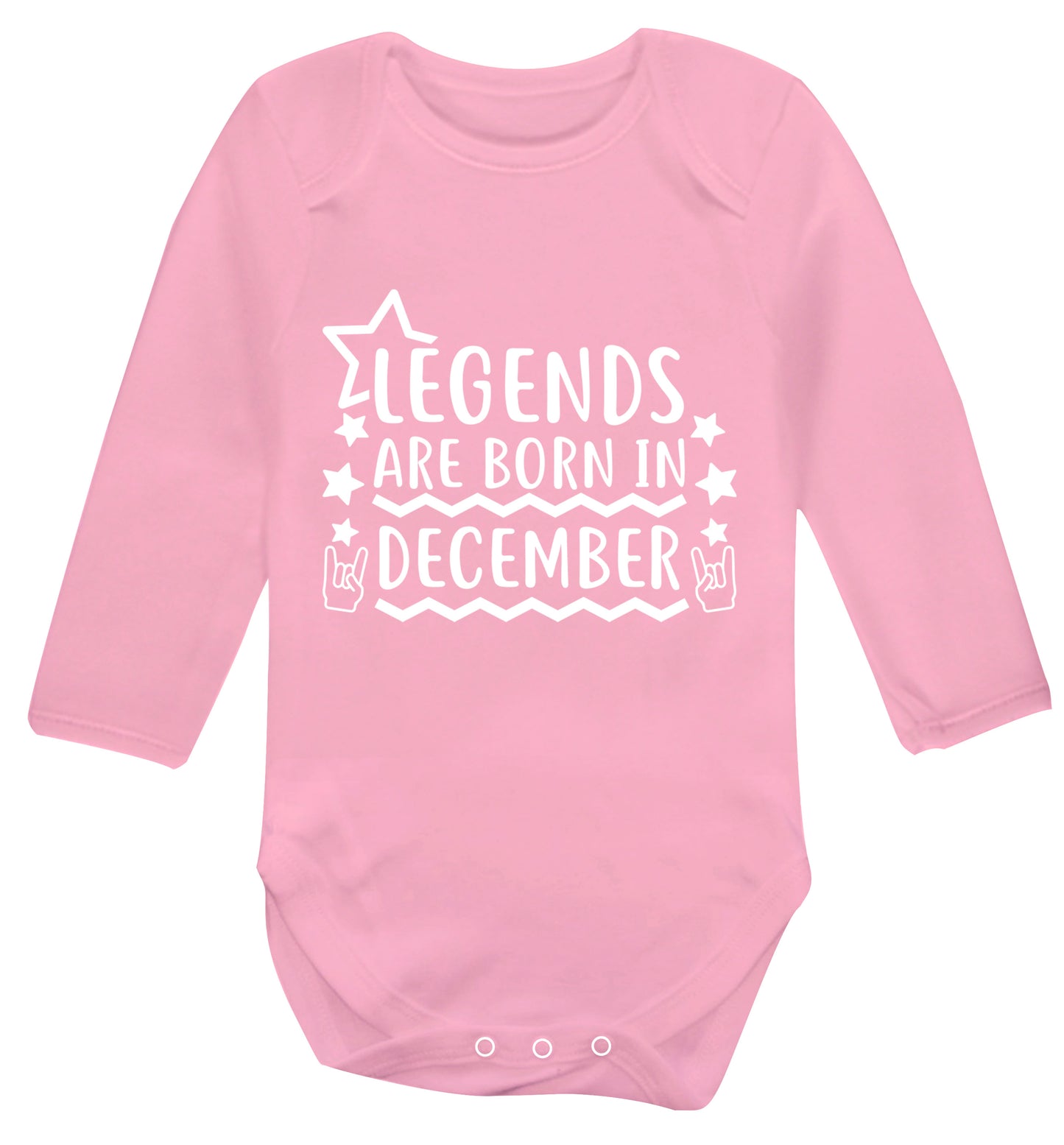 Legends are born in December Baby Vest long sleeved pale pink 6-12 months