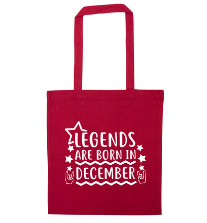 Legends are born in December red tote bag
